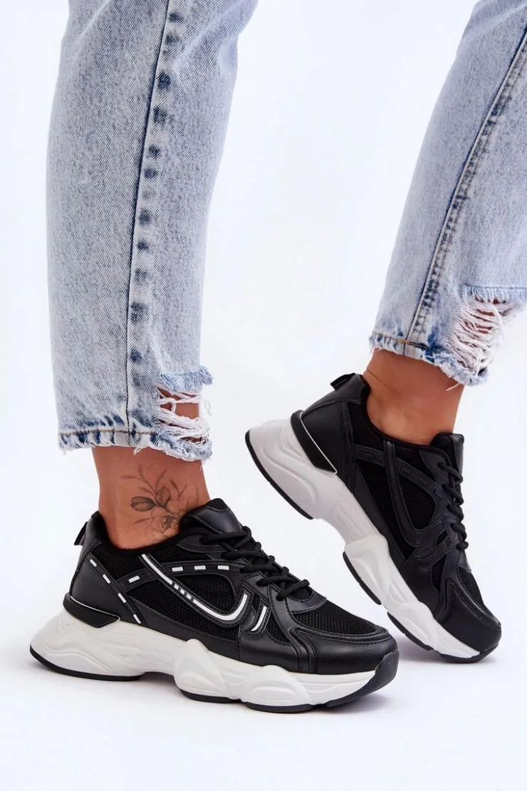 Boto Sneakersy Damskie*Damskie Buty Sportowe Sneakersy Czarne Feluci