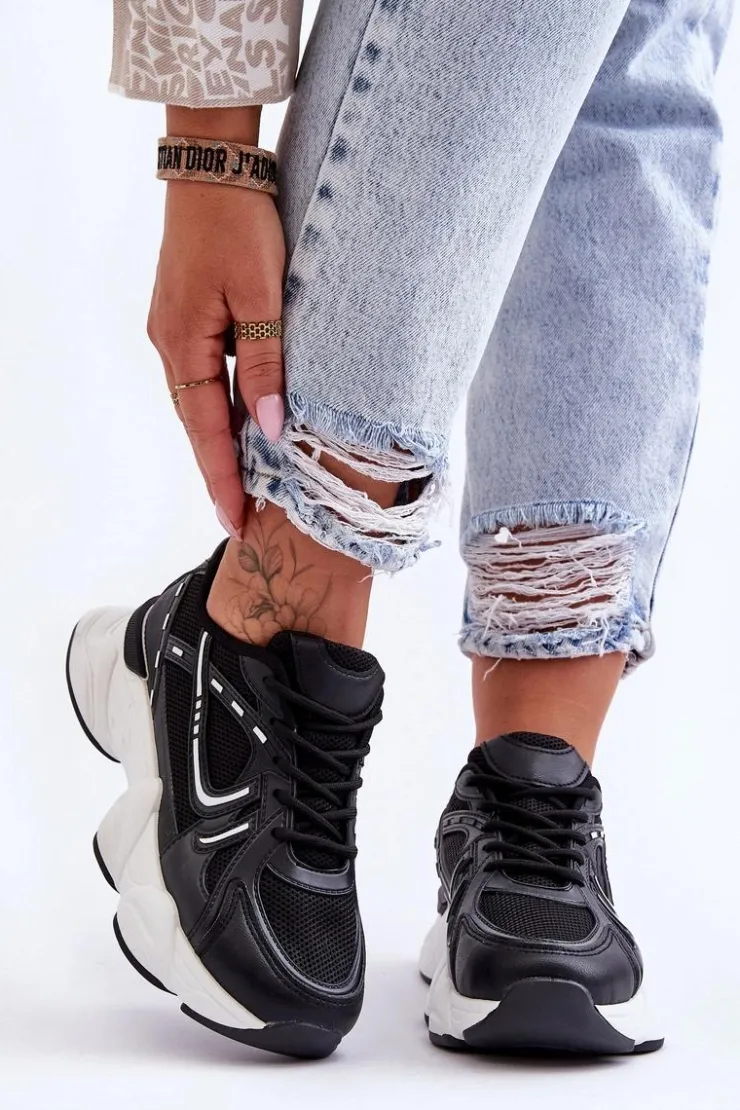 Boto Sneakersy Damskie*Damskie Buty Sportowe Sneakersy Czarne Feluci