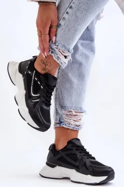 Boto Sneakersy Damskie*Damskie Buty Sportowe Sneakersy Czarne Feluci