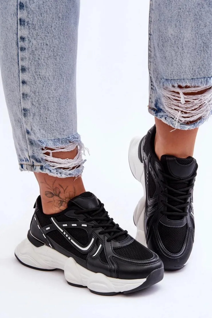 Boto Sneakersy Damskie*Damskie Buty Sportowe Sneakersy Czarne Feluci