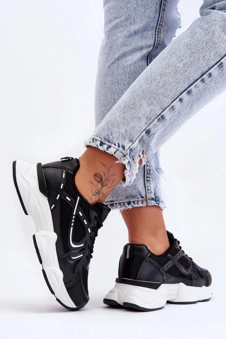 Boto Sneakersy Damskie*Damskie Buty Sportowe Sneakersy Czarne Feluci