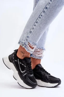 Boto Sneakersy Damskie*Damskie Buty Sportowe Sneakersy Czarne Feluci