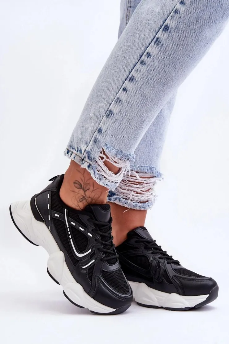 Boto Sneakersy Damskie*Damskie Buty Sportowe Sneakersy Czarne Feluci