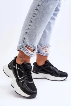 Boto Sneakersy Damskie*Damskie Buty Sportowe Sneakersy Czarne Feluci