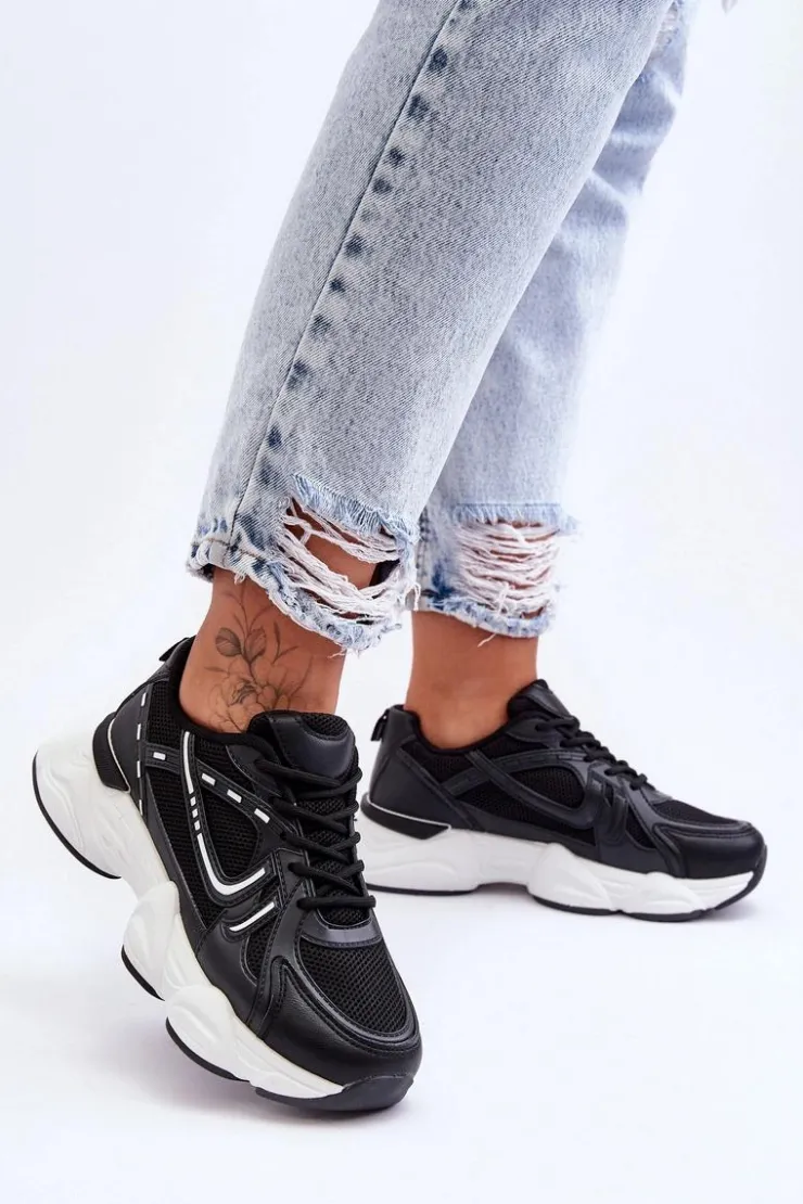 Boto Sneakersy Damskie*Damskie Buty Sportowe Sneakersy Czarne Feluci