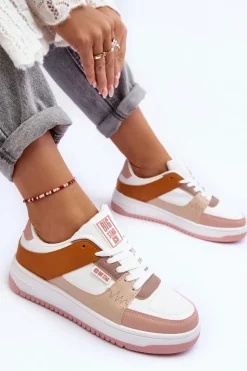 Damskie Big Star Shoes Damskie Buty Sportowe Sneakersy Big Star MM274355 Brązowo-Różowe