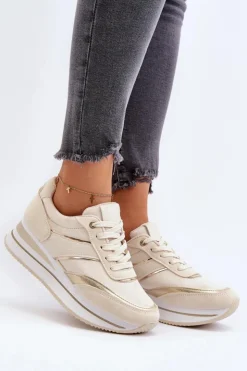 Boto Buty Sportowe Na Platformie|Sneakersy Damskie*Damskie Buty Sportowe Sneakersy Na Platformie Beżowe Atnarama