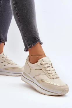 Boto Buty Sportowe Na Platformie|Sneakersy Damskie*Damskie Buty Sportowe Sneakersy Na Platformie Beżowe Atnarama