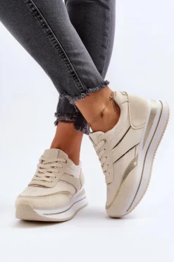 Boto Buty Sportowe Na Platformie|Sneakersy Damskie*Damskie Buty Sportowe Sneakersy Na Platformie Beżowe Atnarama