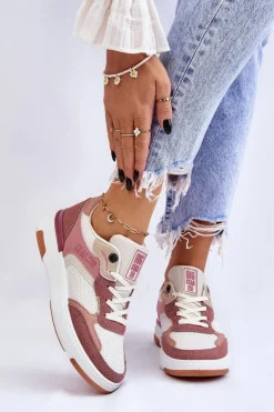 Damskie Big Star Shoes Damskie Buty Sportowe Sneakersy Big Star LL274438 Różowo-Białe
