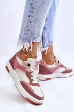 Damskie Big Star Shoes Damskie Buty Sportowe Sneakersy Big Star LL274438 Różowo-Białe