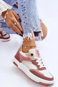 Damskie Big Star Shoes Damskie Buty Sportowe Sneakersy Big Star LL274438 Różowo-Białe