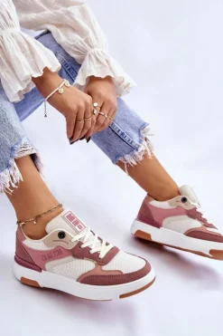 Damskie Big Star Shoes Damskie Buty Sportowe Sneakersy Big Star LL274438 Różowo-Białe