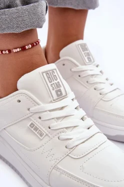 Damskie Big Star Shoes Damskie Buty Sportowe Sneakersy Big Star MM274354 Białe