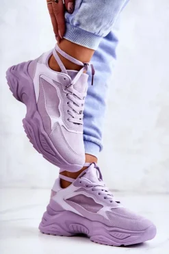 Online Boto Damskie Buty Sportowe Sneakersy Fioletowe Bacaris