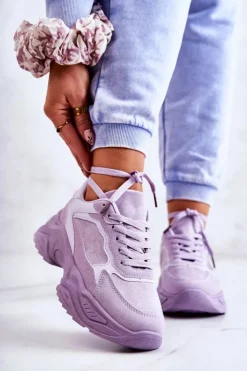 Online Boto Damskie Buty Sportowe Sneakersy Fioletowe Bacaris