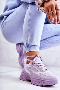 Online Boto Damskie Buty Sportowe Sneakersy Fioletowe Bacaris