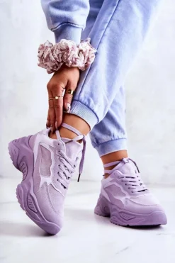 Online Boto Damskie Buty Sportowe Sneakersy Fioletowe Bacaris