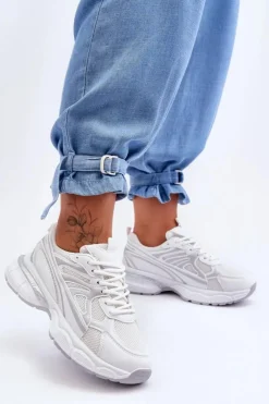 Boto Sneakersy Damskie*Damskie Buty Sportowe Sznurowane Białe Emare