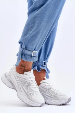 Boto Sneakersy Damskie*Damskie Buty Sportowe Sznurowane Białe Emare