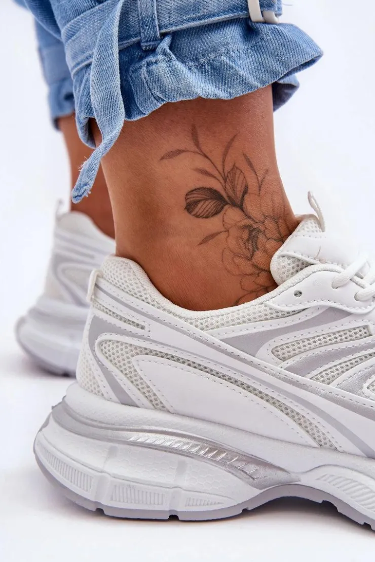 Boto Sneakersy Damskie*Damskie Buty Sportowe Sznurowane Białe Emare