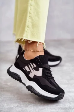 Hot Buty damskie Vinceza Damskie Buty Sportowe Wiązane Czarne Tolea