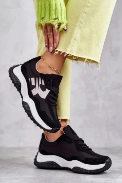 Hot Buty damskie Vinceza Damskie Buty Sportowe Wiązane Czarne Tolea