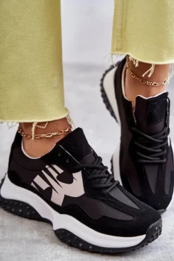 Hot Buty damskie Vinceza Damskie Buty Sportowe Wiązane Czarne Tolea