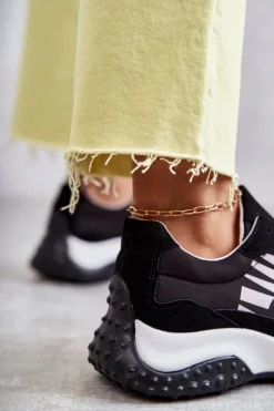 Hot Buty damskie Vinceza Damskie Buty Sportowe Wiązane Czarne Tolea