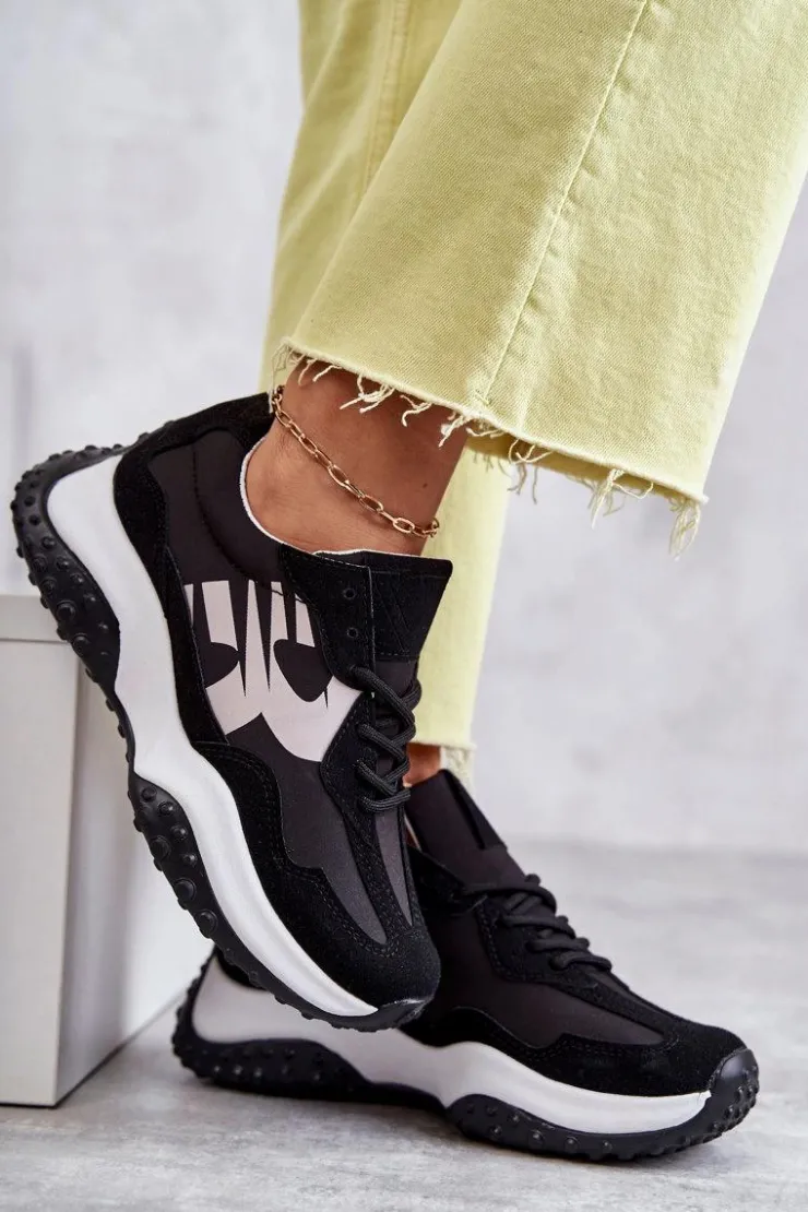 Hot Buty damskie Vinceza Damskie Buty Sportowe Wiązane Czarne Tolea