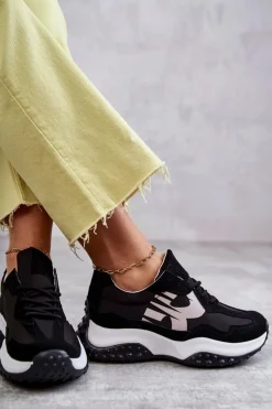 Hot Buty damskie Vinceza Damskie Buty Sportowe Wiązane Czarne Tolea