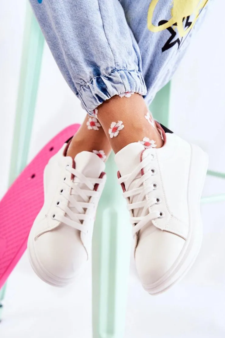 Damskie Boto Damskie Buty Sportowe Wiązane Białe Renesme