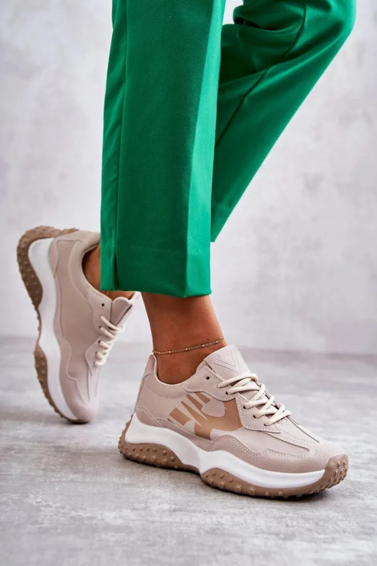 Buty damskie Vinceza Damskie Buty Sportowe Wiązane Beżowe Tolea