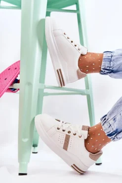 Boto Sneakersy Damskie*Damskie Buty Sportowe Wiązane Białe Otylia