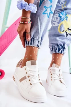 Boto Sneakersy Damskie*Damskie Buty Sportowe Wiązane Białe Otylia