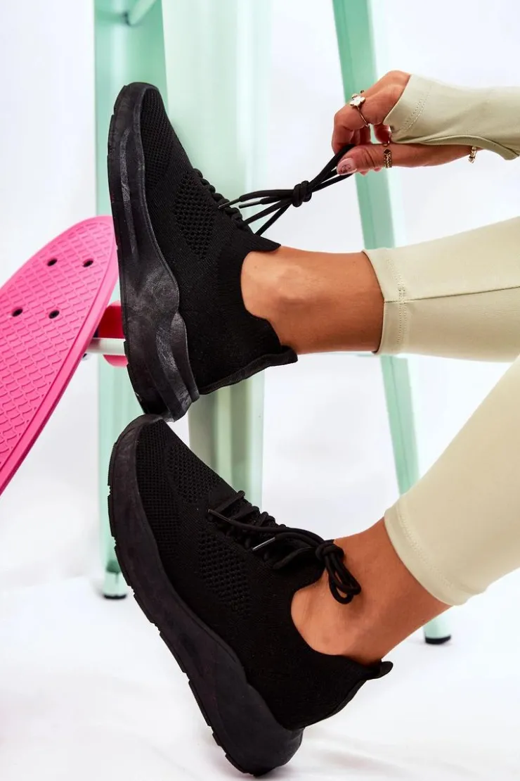 Boto Sneakersy Damskie*Damskie Buty Sportowe Wsuwane Czarne Livia