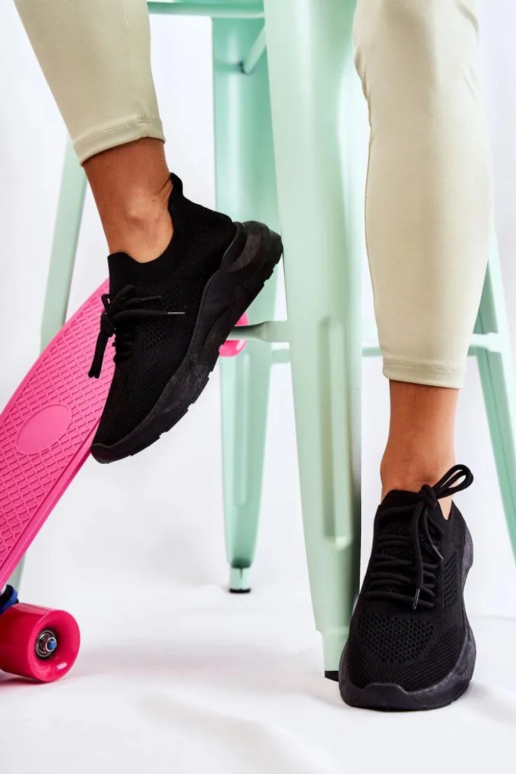 Boto Sneakersy Damskie*Damskie Buty Sportowe Wsuwane Czarne Livia