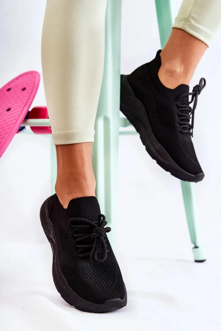 Boto Sneakersy Damskie*Damskie Buty Sportowe Wsuwane Czarne Livia