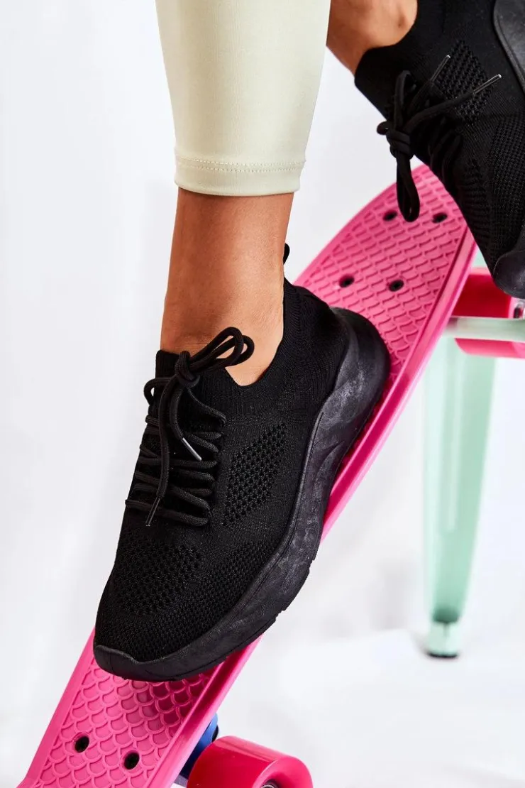 Boto Sneakersy Damskie*Damskie Buty Sportowe Wsuwane Czarne Livia