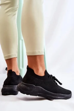 Boto Sneakersy Damskie*Damskie Buty Sportowe Wsuwane Czarne Livia
