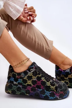 GOE Sneakersy Damskie*Damskie Buty Sportowe Z Dżetami LL2N4010 Czarne