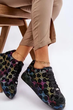 GOE Sneakersy Damskie*Damskie Buty Sportowe Z Dżetami LL2N4010 Czarne