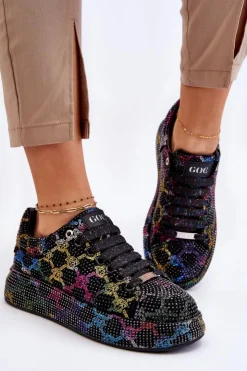 GOE Sneakersy Damskie*Damskie Buty Sportowe Z Dżetami LL2N4010 Czarne