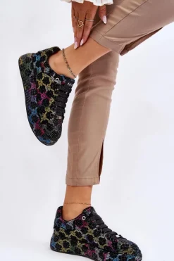 GOE Sneakersy Damskie*Damskie Buty Sportowe Z Dżetami LL2N4010 Czarne