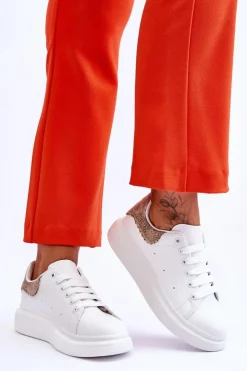 Boto Buty Sportowe Na Platformie|Sneakersy Damskie*Damskie Buty Sportowe Z Ozdobnym Wzorem Biało-Złote Delight