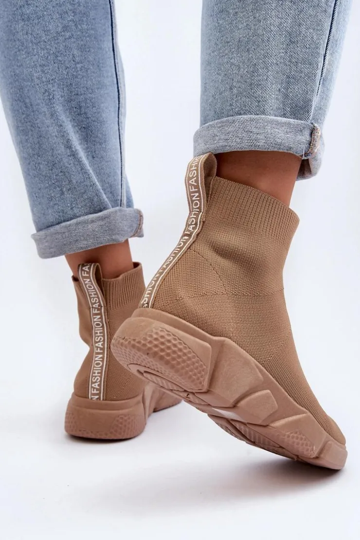 Boto Sneakersy Damskie*Damskie Buty Sportowe Ze Skarpetą Beżowe Zirila Czarny