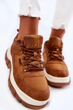 Big Star Shoes Damskie Buty Trekkingowe Trapery Memory Foam Big Star KK274362 Brązowe