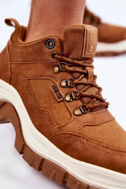 Big Star Shoes Damskie Buty Trekkingowe Trapery Memory Foam Big Star KK274362 Brązowe