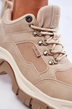 Damskie Big Star Shoes Damskie Buty Trekkingowe Trapery Memory Foam Big Star KK274363 Beżowe