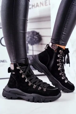 Damskie Big Star Shoes Damskie Buty Trekkingowe Trapery Skóra Zamsz Big Star GG274893